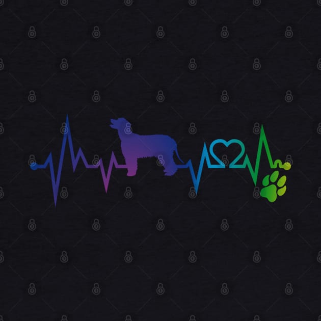 Irish Water Spaniel Colorful Heartbeat, Heart & Dog Paw by kimoufaster